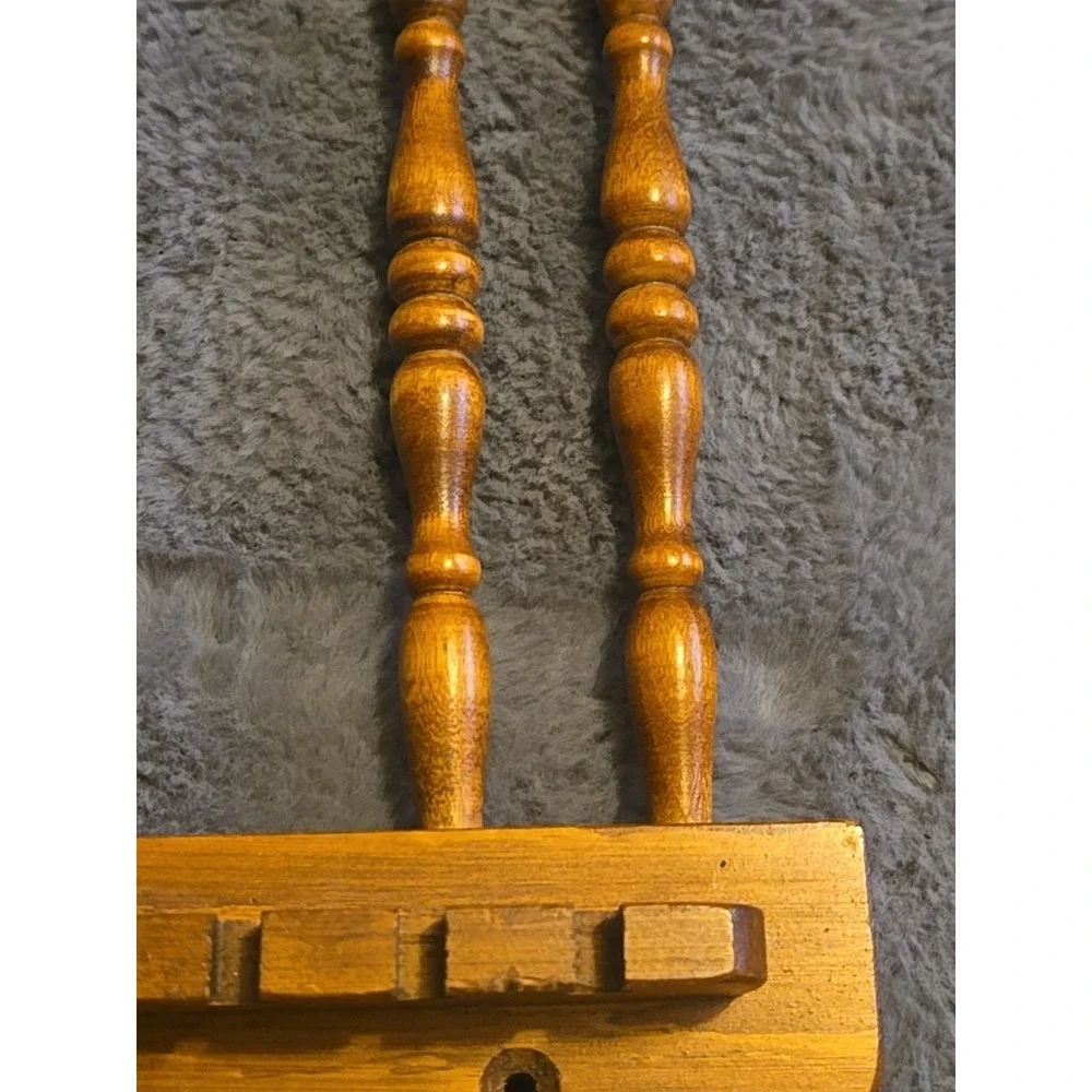 Vintage Wood Souvenir Spoon Display Rack Wall Hanging 12 Slot Holder 12x8 Oak